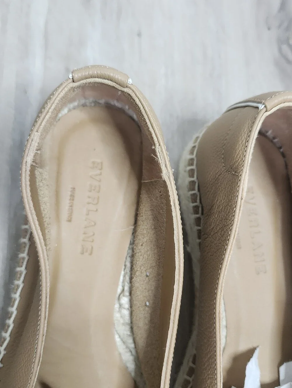 Everlane Leather Espadrille Womens 6.5 Tan Caramel Slip On Classic Neutral Work